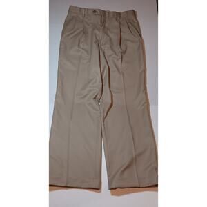 Berle men’s dress slacks in size 34R with a khaki tan color and classic pleated